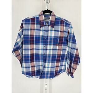 Vtg Twenty X womens Sz L Long Sleeve Button Up Starched Western Plaid Shirt